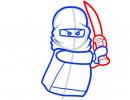 Išsami informacija apie tai, kaip nupiešti „Lego“: „Ninja Go“.